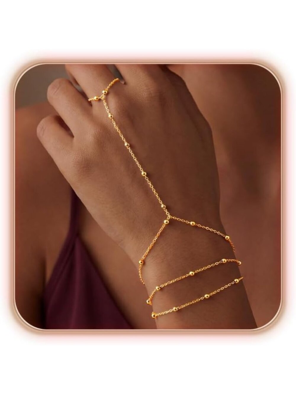 Dainty Clover Charm Bracelet for Women, 14K Gold/Silver Plated, Adjustable
